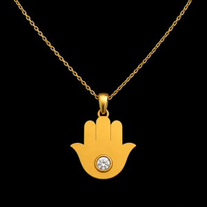 Collar con Colgante de Mano de Hamsa Chapado en Oro, Plata de Ley 925, Diamante de Corte Radiante, Joyería Minimalista de Lujo para Mujer - Product Image 4