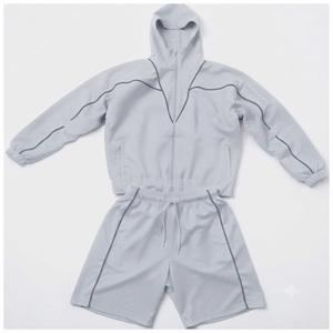 Ensemble coupe-vent unisexe bordeaux à manches longues avec fermeture éclair, couleur unie, décontracté, pour adultes, séchage rapide, respirant, léger, en coton - Product Image 5