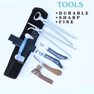 Kit d'outils de fermeur avec couteau de coupe aiguisé, cisaille à sabots, couteau à sabots noir, pince à sabots à extrémité en laiton et brosse de nettoyage - Product Image 5