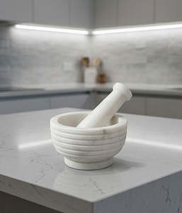 White Marble Mortar Pestle Set Natural Stone Heavy Duty Spice <b>Grinder</b> for <b>Herbs</b> Garlic Pepper Masala Bulk Supply - Product Image 4