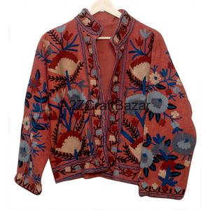 Chaqueta Bomber al por Mayor con Bordado a Mano, Volantes, Estampado Floral, Cuello en V, Algodón, Informal, Ecológica, para Fiestas de Invierno/Primavera - Product Image 6