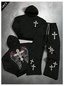 Custom Vintage Hoodie and Straight Leg Flared Sweatpants Jogging Set Zip up Acid Wash Tracksuit <b>Sweat</b> <b>Suits</b> Track <b>Suit</b> for <b>Men</b> - Product Image 3