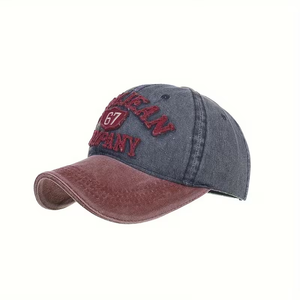 Gorra de béisbol vaquera unisex de 6 paneles con diseño de letras vintage a la moda, lavado ácido, borde curvo, color cobre dorado común - Product Image 4