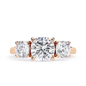 Bague en or massif 14 carats avec diamant de laboratoire taille coussin 2 carats, design unique, pierres latérales taille coussin, bijou raffiné, conception personnalisée pour cadeau - Product Image 3