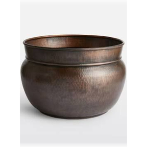Antique Copper Hammered Planter With Circular Pattern Rustic Vintage Style For Garden Flower Green <b>Plant</b> Decoration - Product Image 3