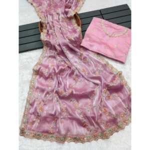 Sari DE BODA elegante con trabajo de lentejuelas de codificación de bordado de peldaños múltiples - Product Image 6