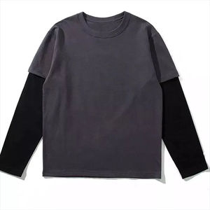 เสื้อยืดแขนยาวคอกลมผู้ชาย สีพื้น ผ้าถัก สไตล์ลำลอง แต่งขอบตัดกัน ผ้าฝ้าย 100% ทรงปกติ - Product Image 5