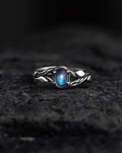 Anillo de Compromiso con Piedra Lunar, Plata de Ley Tiu, Certificado IGI, Alta Calidad, Sin Níquel, Estilo Art Deco, Hoja con Gema, Inspirado en la Naturaleza - Product Image 5