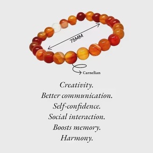 Bracelet en perles de cornaline rouge naturelle, pierres rondes polies, extensible, bijoux de guérison en cristal - Product Image 2