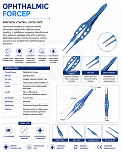 Pinzas para atar suturas oftálmicas AL MIDA AMHC-R-379 Azules, Instrumento Quirúrgico de Precisión, Manual, Reutilizable, Clase I, Certificado CE - Product Image 6