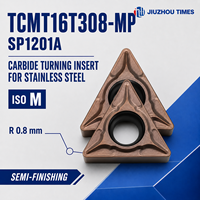 Plaquette de tournage en carbure de tungstène TCMT16T308-MP SP1201A pour semi-finissage d'acier inoxydable sur tour CNC