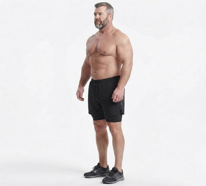 Men Plus Size Double <b>Layer</b> Shorts Gym Fitness Wear Drawstring Waist Compression Dual Shorts Back Zipper Pocket Running Shorts - Product Image 4