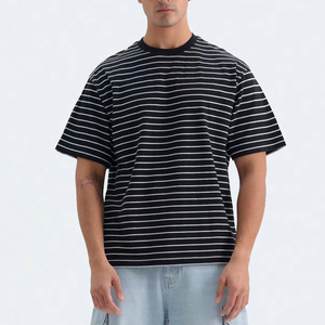 T-shirt ample et surdimensionné pour homme, en coton lourd, style streetwear décontracté, uni, avec logo personnalisé - Product Image 5