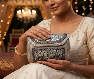 Pochette de soirée de luxe faite à la main, écologique et moderne pour femme, avec mosaïque de pierres, par f s I - Product Image 5