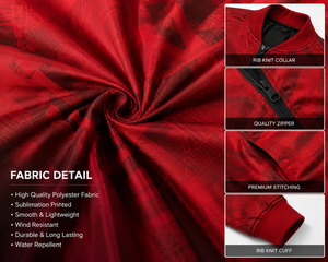 เสื้อแจ็คเก็ตบอมเบอร์สีแดงสำหรับผู้ชายแบบสั่งทำพิเศษ  ซิปเต็มตัว น้ำหนักเบา  วัสดุโพลีเอสเตอร์  กันลม  สไตล์ลำลอง  สตรีทแวร์  รับผลิตแบบ OEM ODM - Product Image 5