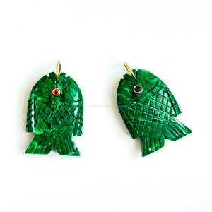 Pendentif Poisson en Malachite AAA, Argent 925, Fait Main, Breloque Poisson en Pierre Précieuse, Collier Sculpté à la Main, Cristal de Guérison, Fabrication de Bijoux, Vente en Gros - Product Image 4