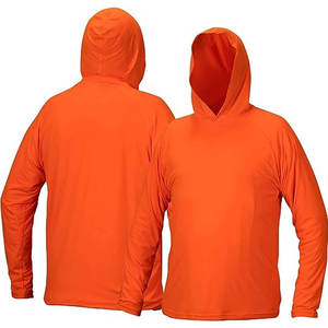 เสื้อฮู้ดแขนยาวสีส้มสำหรับผู้ชาย UPF 50 แห้งเร็ว ผลิตจากโพลีเอสเตอร์ สีพื้น สำหรับตกปลา รุ่น 2027 - Product Image 5