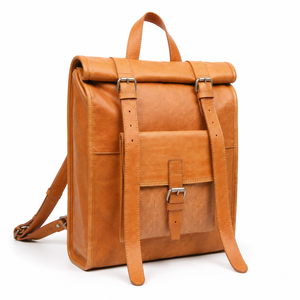 Sac à dos en cuir grande capacité, sangle réglable, durable, unisexe, sac de voyage 20-35L, résistant à l'eau, fermeture à boucle, poids 1,5 kg - Product Image 2