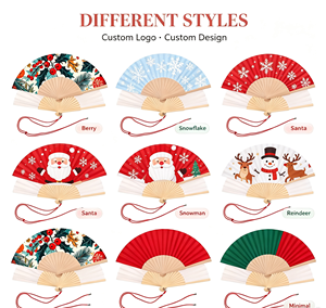 พัดไม้ไผ่พับได้ขนาด 6 นิ้ว ลายเพ้นท์สไตล์เทศกาล พร้อมซองใส่ สำหรับฮาโลวีนและคริสต์มาส ออกแบบเองได้ - Product Image 3
