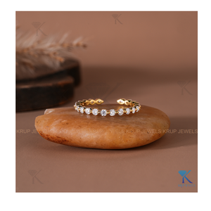 Anillo de Eternidad Abierto con Corte Redondo y Diamantes, Plata de Ley 925, Regalo de Aniversario, Compromiso o Boda para Mujer - Product Image 4