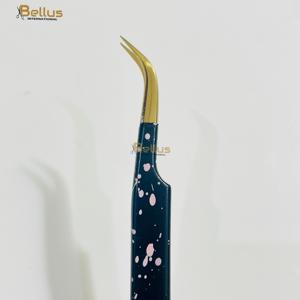 Pince à épiler pour extensions de cils en fibre bleue et noire, en acier inoxydable, haute précision, outil de beauté pour cils - Product Image 3