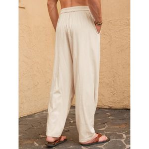 กางเกงฮาเร็มลำลองผู้ชาย2025กางเกงเอวยางยืดผ้าฝ้ายน้ำหนักเบากางเกงฤดูร้อนโยคะชายหาดมีซิป XL ป้องกันริ้วรอย - Product Image 3