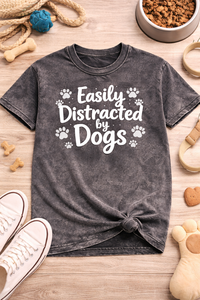 Custom Dog Lover T Shirt Easily Distracted by Dogs Graphic Tee Unisex Cotton Casual Short Sleeve OEM Wholesale - Product Image 6