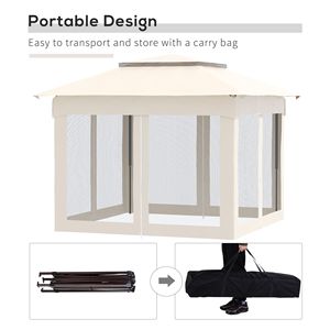 11 'X 11' Beige a baldacchino Pop-Up per tenda per eventi istantanei con rete rimovibile con cerniera 121 Sq.ft Patio per giardino esterno - Product Image 2