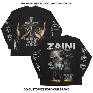 Camiseta de Manga Larga con Cierre de Cremallera para Hombre, ZAINI Enterprises, Negra, de Algodón, Resistente al Viento, Cuello Redondo, Corte Regular, Informal, para Otoño - Product Image 1