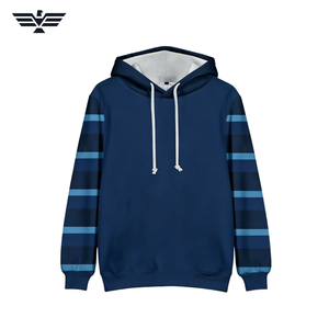 Sweat à capuche unisexe bleu marine avec imprimé lettres, coupe classique sportive, en molleton avec poche, idéal pour l'automne - Product Image 1
