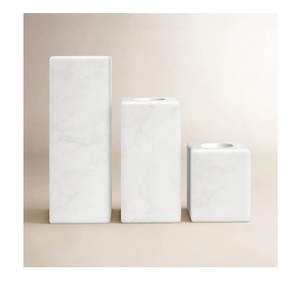 Portavelas de mármol blanco hecho a mano, creativo, para vajilla, decoración de portavelas para interiores y exteriores. - Product Image 2
