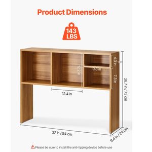 Libreria da Scrivania in Legno 94x24x73 cm, Organizzatore a 1 Ripiano per Ufficio, Scaffale Espositivo Elegante - Product Image 3