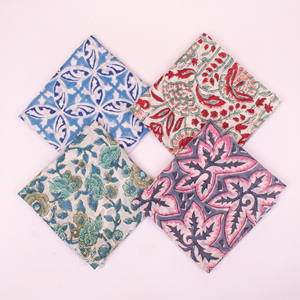 100% Cotton Block Printed Bandana 21x21 Inch Handmade Vegetable Dye Square Neck Scarf Indian Jaipur Print Fashion <b>Head</b> <b>Wraps</b> - Product Image 5