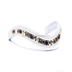 Banda de cuero hecho a mano para cejas de caballo, accesorio suave y acolchado, canal vacío, con 1 fila de cristales brillantes coloridos, banda personalizada para cejas - Product Image 2