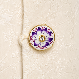 Botones de Lujo Personalizados de Latón con Esmalte Jaipur Meenakari, Loto Morado y Cristal Polki para Traje Sherwani de Boda para Hombre - Product Image 3