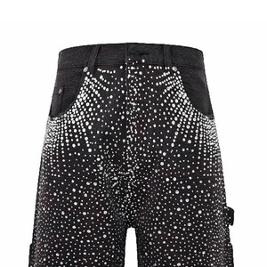Fully Customized Men Rhinestone Shorts Front <b>Elastic</b> <b>Waist</b> Solid Pattern Breathable Lightweight High Quality Unique Designs - Product Image 6