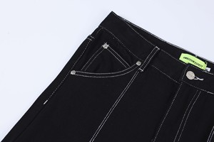 Jeans de créateur pour hommes coupe droite, style streetwear, avec broderies étoiles polaires et franges, de fabricant - Product Image 4
