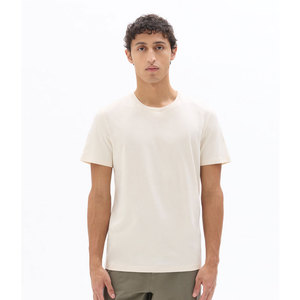 Camiseta de Manga Corta para Hombre, Cuello Redondo, Color Beige, Corte Regular, Color Sólido, Informal, Tejido de Punto Jersey, 100% Algodón, Teñido Liso - Product Image 5