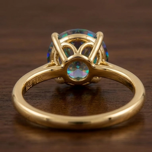 Engagement Style <b>Ring</b> 10mm with CZ 925 Sterling <b>Silver</b> 18K Gold Plated 8g Fine Jewelry At Wholesale Price - Product Image 2