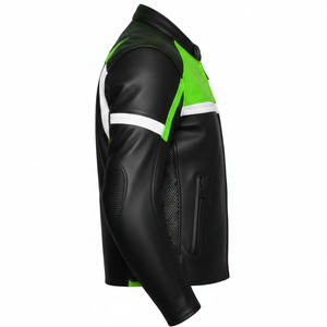 Chaqueta de Motociclista de Cuero Genuino Estampada al por Mayor, Tallas Grandes, con Cremallera, Hombros Acolchados, Impermeable y Transpirable - Product Image 3