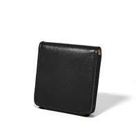 [Promotion] Porte-monnaie unisexe en cuir Nappa souple de qualité supérieure Castello, forme boîte fine, noir, fait main, faible MOQ