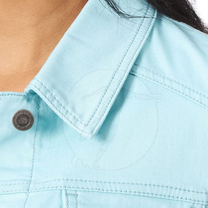Chaqueta de Cuero Tejida Azul Claro para Mujer, con Cierre, Bolsillos con Parches, Impermeable, Transpirable y Resistente al Viento, para Otoño e Invierno - Product Image 3