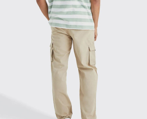 Pantalon cargo kaki pour homme, coupe droite, plusieurs poches, décontracté, taille élastique, en toile respirante, style printemps - Product Image 3