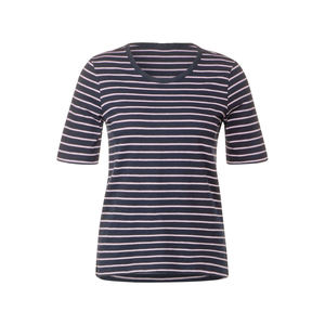 Camiseta de punto a rayas de manga corta con cuello redondo para mujer, corte regular, informal - Product Image 5