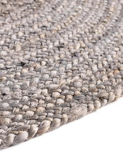 Handwoven Gray Round Jute <b>Rug</b> Natural Fiber Carpet <b>Boho</b> Farmhouse Floor Mat For Living Room - Product Image 5