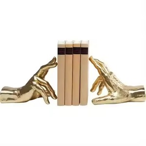 Porte-livres en métal plaqué or moderne personnalisé, 2 pièces, design sculptural irrégulier, accessoire décoratif pour la maison, le bureau - Product Image 3
