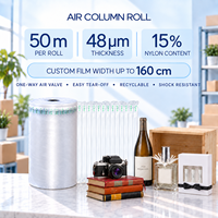 Dispositif de rembourrage compact à colonnes d'air rigides en rouleau, compatible avec les systèmes de synchronisation, en PE PA, résistant à l'eau, pour la protection et la stabilisation des céramiques fragiles