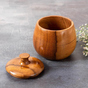 Tarro de Almacenamiento de Madera Natural Hecho a Mano, Hermético, Apto para Lavavajillas, de Gran Capacidad, con Tapa, Recipiente de Cocina, Tarros Decorativos para Especias y Dulces - Product Image 4