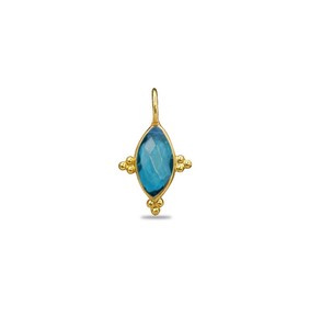 Colgante con Bisel de Topacio Azul Londres en Forma de Marquesa Chapado en Oro |   Venta al por Mayor de Accesorios para Joyería Hechos a Mano - Product Image 1