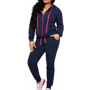 Ensemble de survêtement pour femme, couleur moutarde, à capuche, manches longues, couleur unie, fermeture éclair, décontracté, taille plus, coupe régulière, automne - Product Image 4